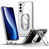 Shields Up for Samsung Galaxy S21 Case with Stand, Galaxy S21 Case Clear with Double Ring Holder [Adjustable & Foldable] Shockproof Protective Cover for Samsung Galaxy S21 - Clear