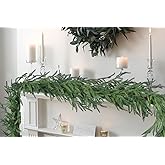 Norfolk Pine Garland Christmas Decoration - 9ft Realistic Pine Needles Artificial Greenery Garland for Holiday Mantel Fireplace Stairs Railing Table Home Decor