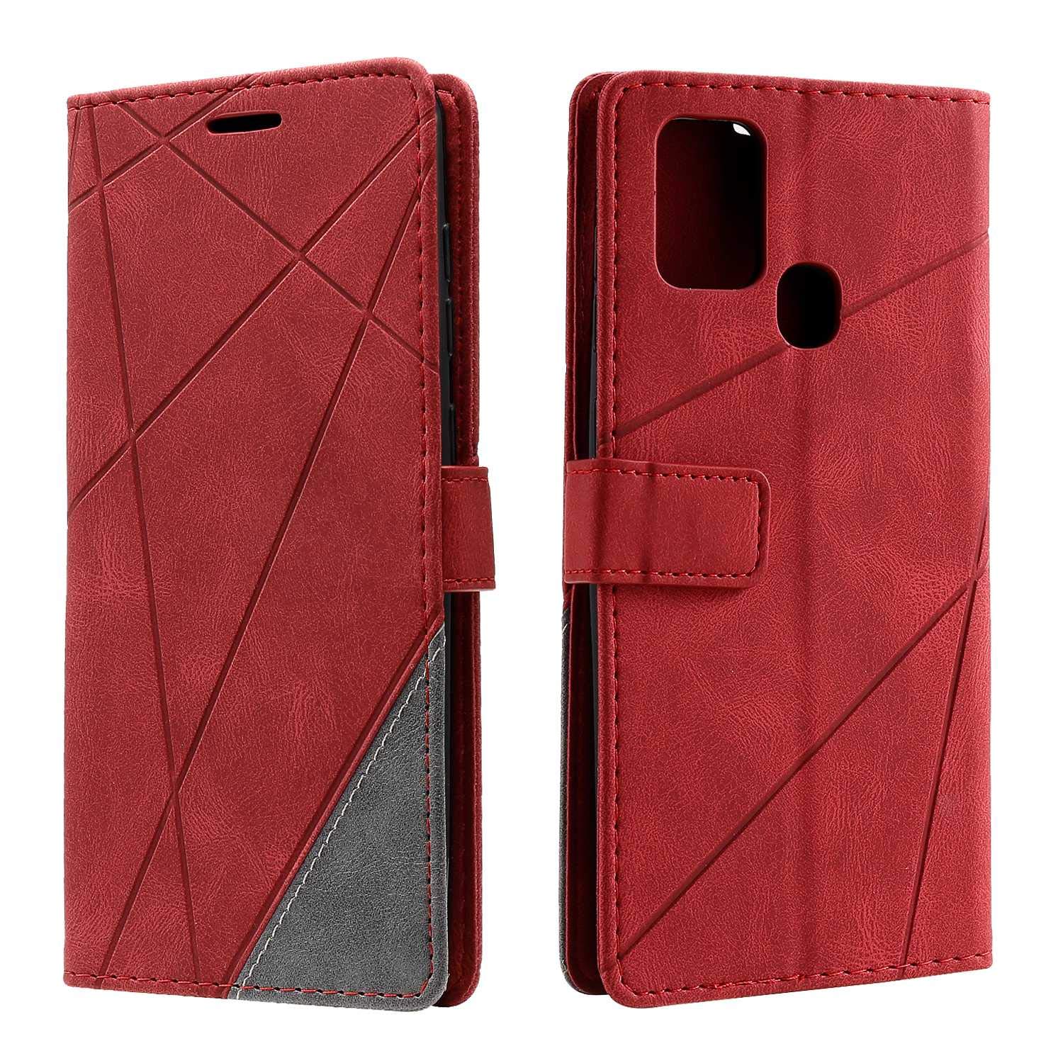 SONWO Case for Galaxy A21S Case, Premium Leather Flip Wallet Case Magnetic Closure Card Slots Kickstand Phone Case for Samsung Galaxy A21S, Red