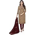 Miraan Women's Printed Unstitched Cotton Dress Material Free Size Brown