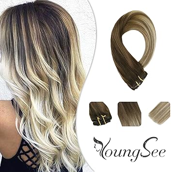 Amazon Com Youngsee 16 Inch Clip In Extensions Human Hair Dip