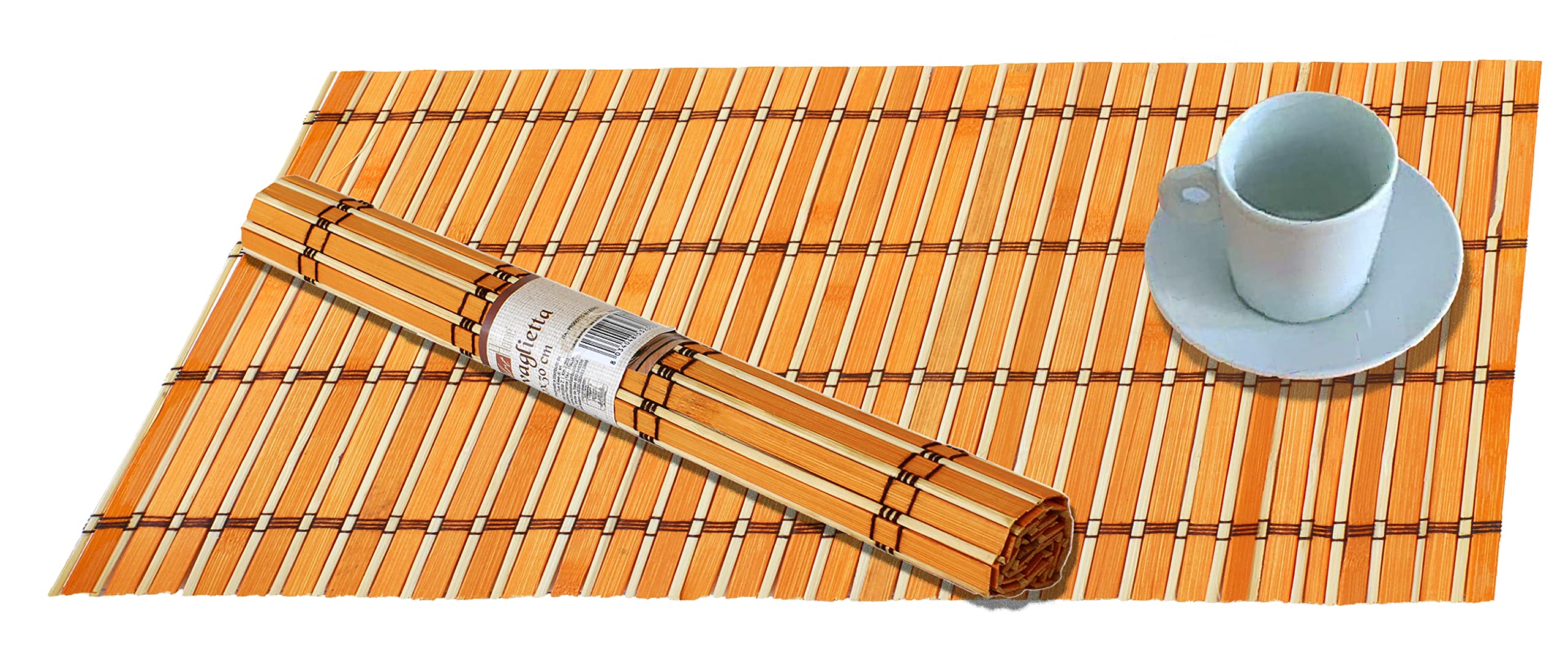 Set of 2 Bamboo Placemats 30 x 40 cm Orange/Beige