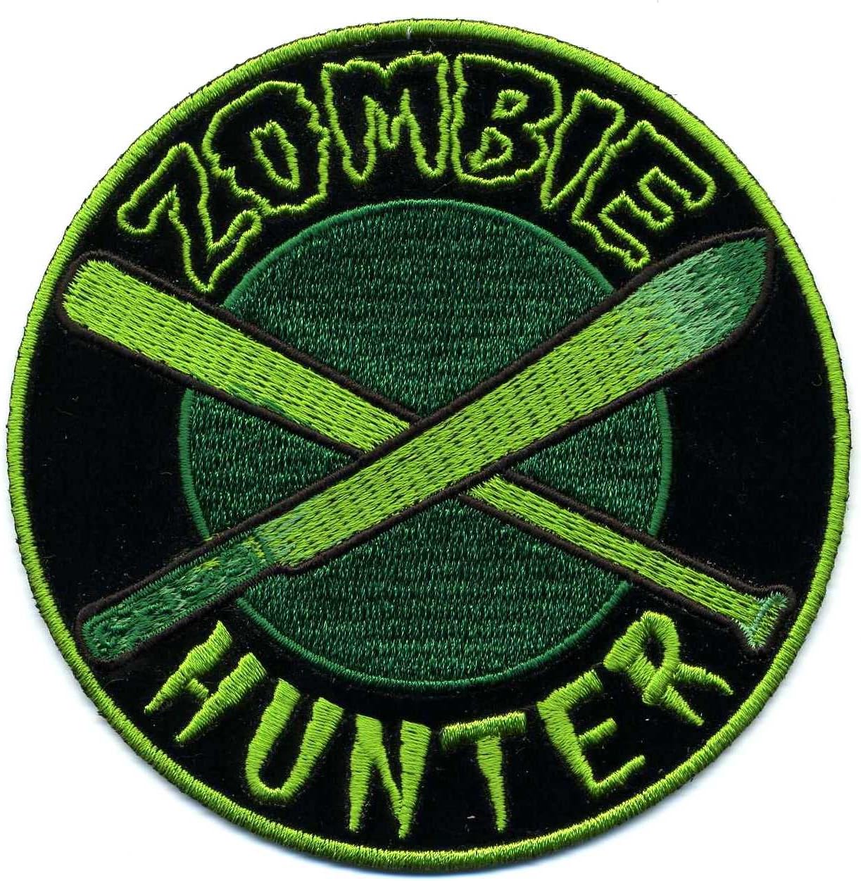 Embroidered Iron On Patch - Zombie Hunter 4" x 4" Biker Patch