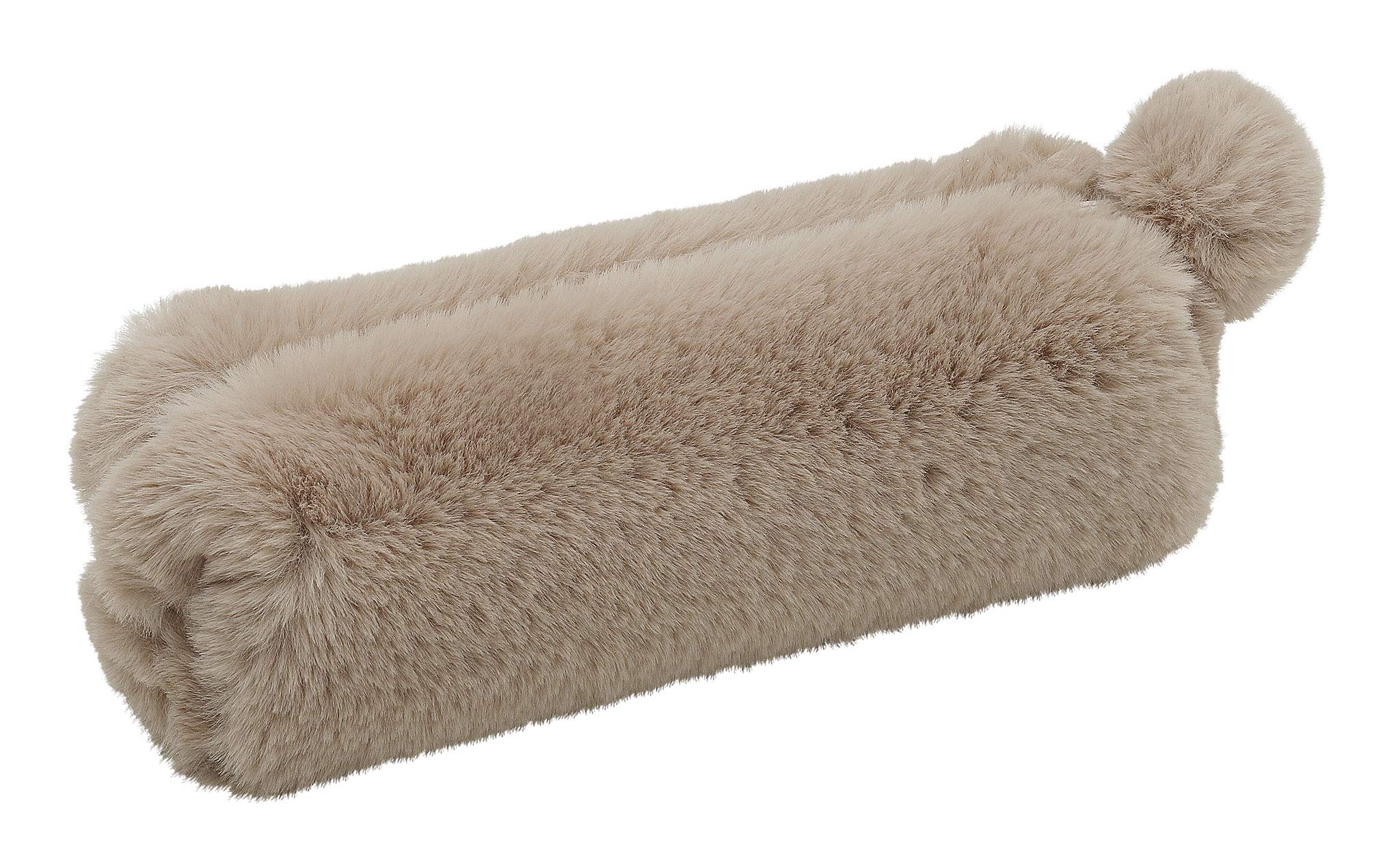 WEDO Fluffy 24274007 Pencil Case with Fur Ball Pendant Polyester Plush with Inner Lining Light Brown