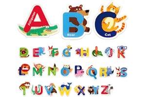 DIGA Jelly Alphabet Animals Stickers Thick Colorful Removable Reusable Window Gel Decals，Uppercase Letters and Animal Shapes Educational Spelling Learning Games for Kids(Transparent)