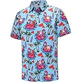 tracamiy Men's Christmas Shirt Short Sleeve Santa Claus Party Casual Golf Polo Shirts for Men