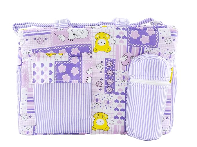 Ole Baby Big Amazing Striped Cotton Smart Organizer Best Material 100% Cotton, Multi-function,Waterproof and Washable Diaper Bag.