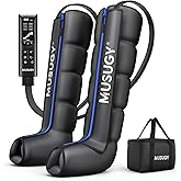 Musugy Sequential Leg Compression Massager for Circulation : Full Leg Air Compression Boots for Massage Therapy &amp; Fatigue Relief - 9 Intensity, 6 Modes, 3 Timers for Athletes, Runners, Gym (Medium)