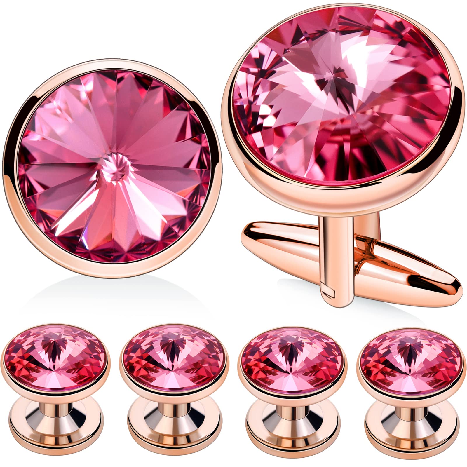 HAWSON Cufflinks for Men with 4/6 pcs Shirt Studs Set, Gift Box Packed, Mens Jewelry or Accessories for Wedding, Party, Anniversary, Birthday, Metal, no gemstone — image 1