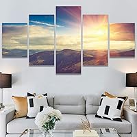 SIGNWIN 5 Panel Canvas Wall Art Modern Art Coastal Colorful Multicolor Photography Romantics Sunset for Home Decorations Ready to Hang - 60
