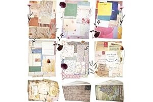 NASZONUS 565 PCS Vintage Scrapbook Paper Supplies Kit, Scrapbook Paper Journaling Decorative Craft Paper Set with Flowers Stickers, Variety Collage Design Paper Packs for Journaling, Junk Journal, Retro Crafts