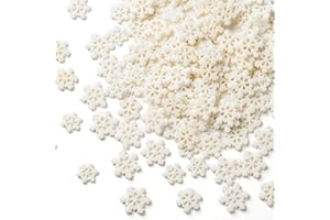 Crafare 120PCS Snowflake Resin Multi Size White Mini Snowflake for Craft Tiny Resin Snowflakes Small Christmas Embellishment Snow Shape for Christmas Ornaments