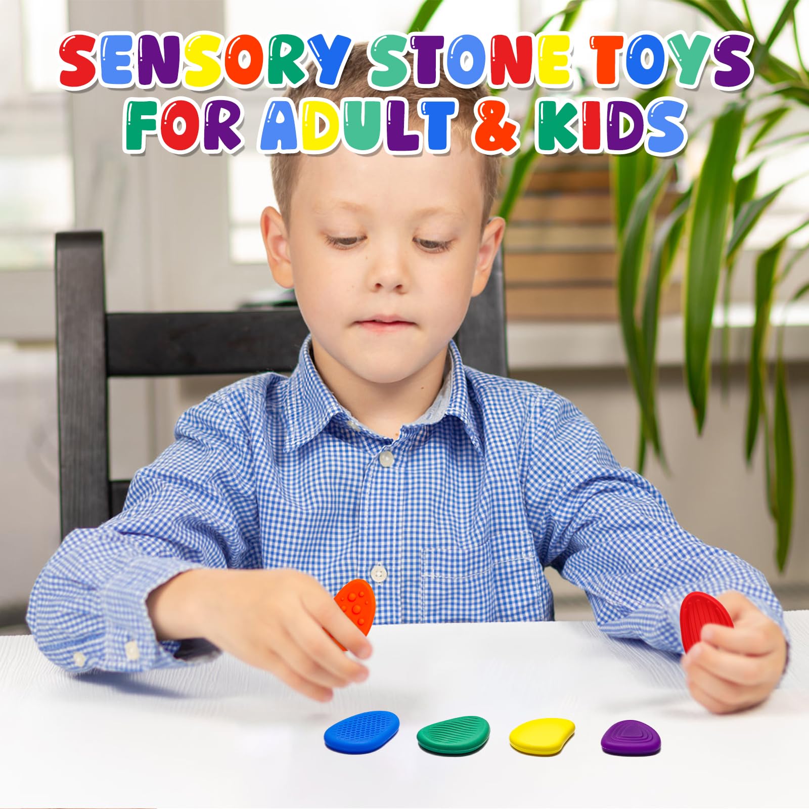 Sensory Worry Stone for Kids, 6 Pcs / Pack Silent Fidget Toys for Classroom, Quiet Fidgets Toy for Students Anxiety Relief