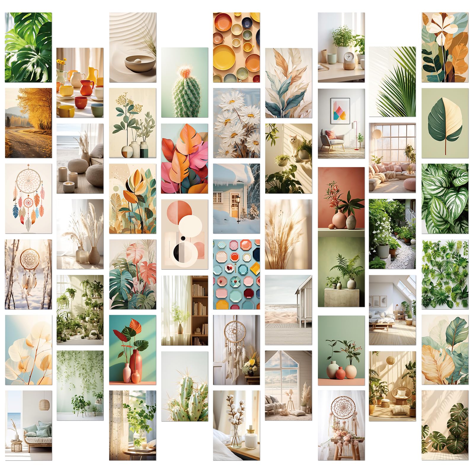 50 Pcs Nordic Style Postcards - Scenic Landscape Art Cards for Wall Decor, Home, Scrapbooking, Greetings & Invitations (Minimalist Fresh Design)