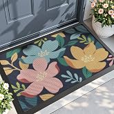 DEXI Front Door Mat Outside Entrance Floor Doormat 24x36 Colorful Floral | Heavy Duty Non Slip, Dirt Trapper Waterproof Exterior Entry Mats for Patio Entryway Porch