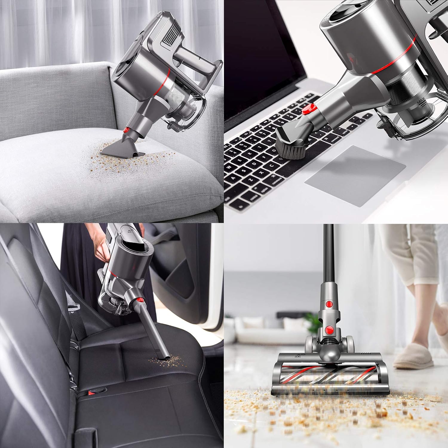 PUPPYOO T11 Handheld Cordless Vacuum Cleaner, Lightweight Compact Portable, 300W Brushless Motor, 2-Speed Cleaning Mode High Effiency and Ultra-Quiet, Multiple Filtering Deep Cleaning -