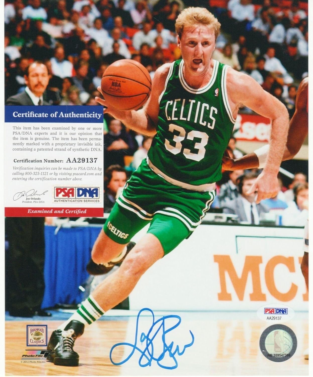 Larry Bird Signed Picture AUTOGRAPH 8 x 10 PSA/DNA Certified Autographed NBA Photos at