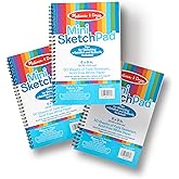 Melissa & Doug 6x9 Mini Sketch Pad 3-Pack Bundle Art Supply Set | 3 Mini Drawing Pads, 150 Sheets, Heavyweight Bond Paper, Wh