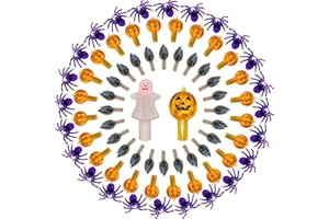 KonohaELF 117pcs Halloween Ceramic Tree Replacement Lights Bulbs, Including Spider/Pumpkin Head/Grey Flame & 2pcs Themed Tree Tops (Including Ghost/Pumpkin King) for Decorating Holiday Trees, Etc.