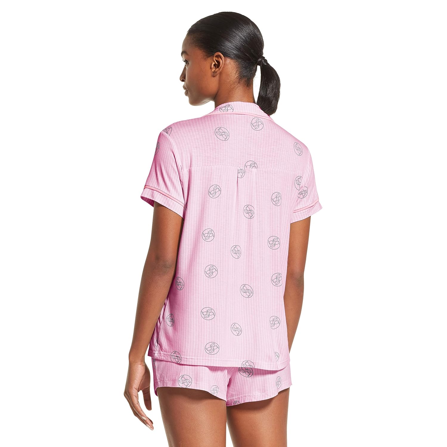 Bebe Womens Pajama Set Button Down Shirt And Shorts Sleepwear Pj Sets Sets