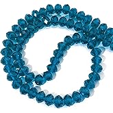 COIRIS 70pcs Glass Crystal Loose Beads 12mm Peacock Blue Facetd Rondelle Shape Spacer Beads for Necklace Bracele Jewelry DIY Making(GB-12-Peacock Blue)