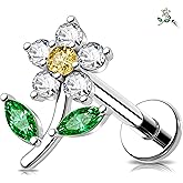 MeIighting Flower Helix Earring 16G Internally Threaded Cartilage Earring Stainless Steel 316L CZ 8 mm Flat Back Earring Tragus Stud Conch Earring for Women