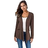 TownCat Womens Lightweight Cardigans Long Sleeve Open Front Casual Cardigan with Pockets (Coffee, M)