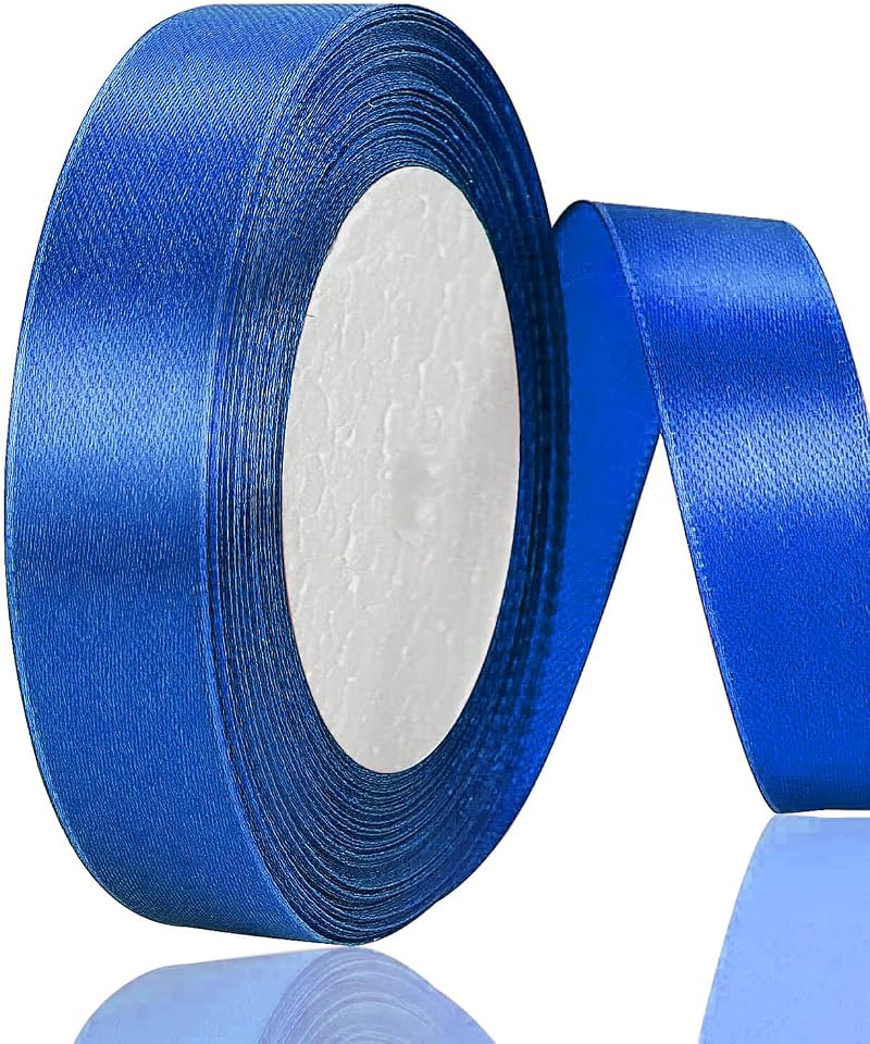OWill Royal Blue Satin Ribbon 20mm x 22m Double Sided Polyester
