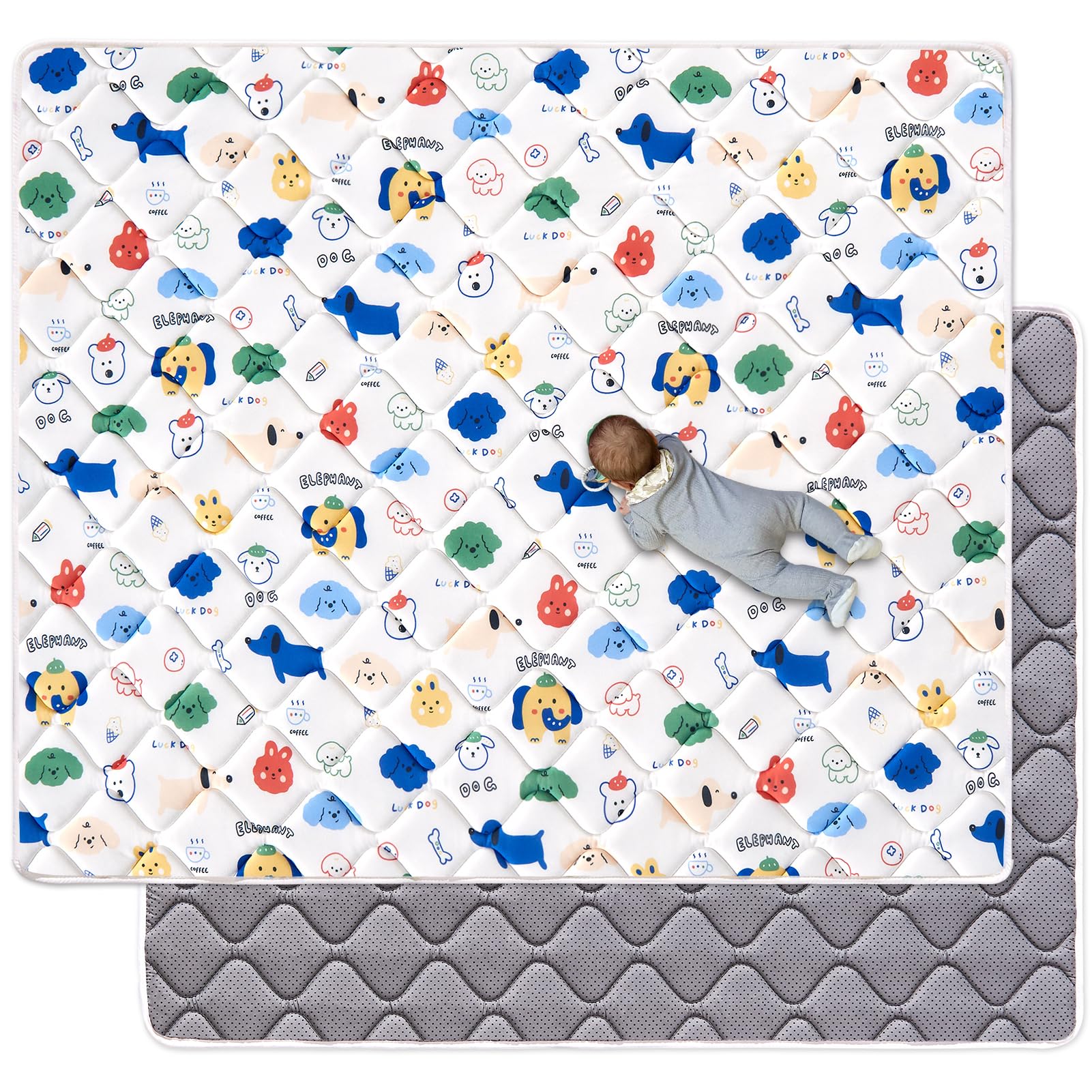 Photo 1 of VIVIDVIBEBEARPAS Premium Foam Baby Play Mat 4 ft X 6 ft,Thick One-Piece Crawling Mat,Odorless Floor Mat,Non-Slip Cushioned Playmat for Infants,Babies,Toddlers. Machine Washable Easy Care.