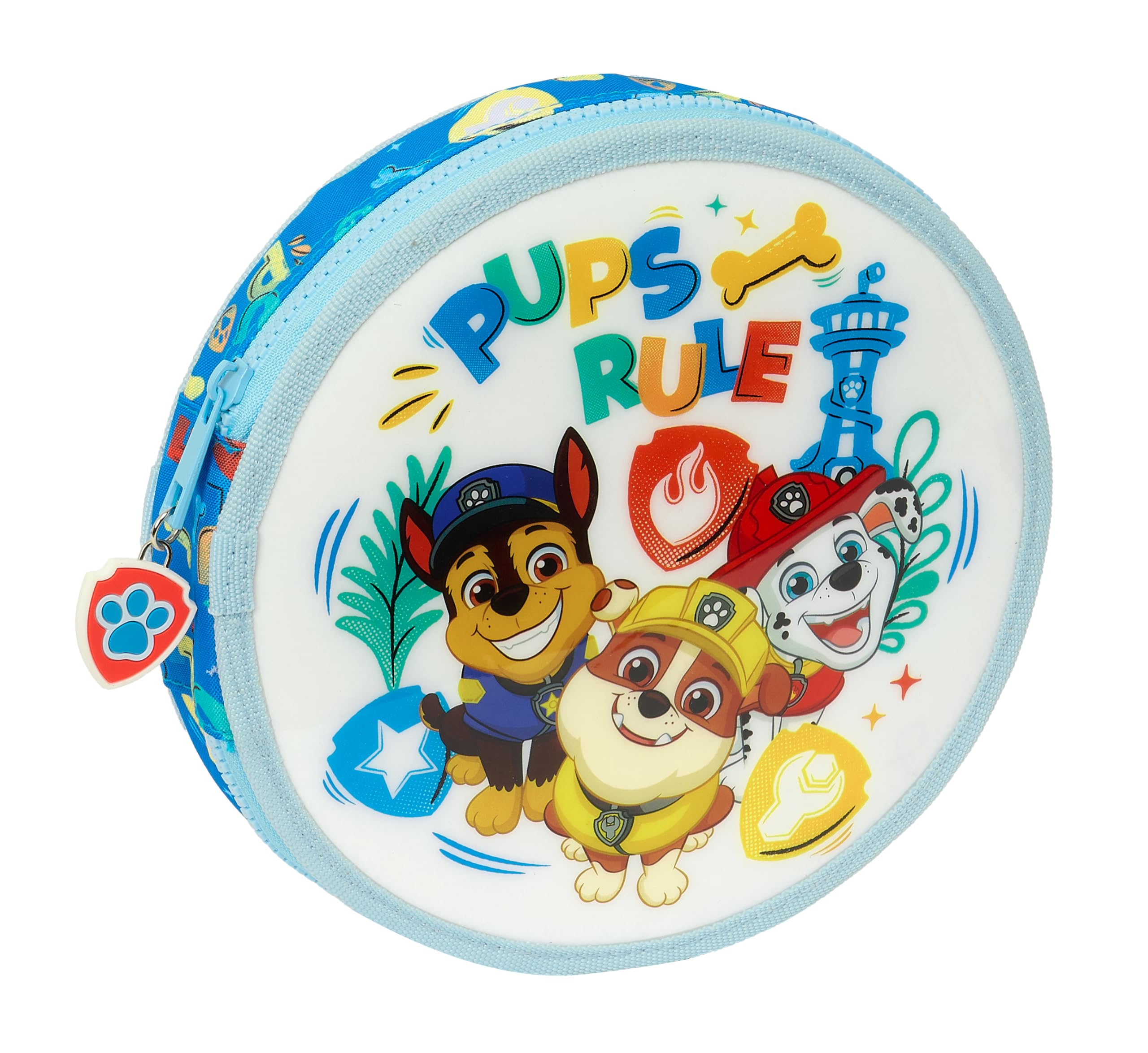 PAW PATROL PUPS RULE – Round Pencil Case, with 18 Pieces, Easy Cleaning, Children's Pencil Case, Ideal for Children from 5 to 14 Years, Comfortable and Versatile, Quality and Resistance, 21 x 3.5 cm,