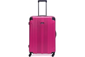 Kenneth Cole REACTION Out of Bounds Lightweight Hardshell 4-Wheel Spinner Luggage, Magenta, 28-Inch Checked