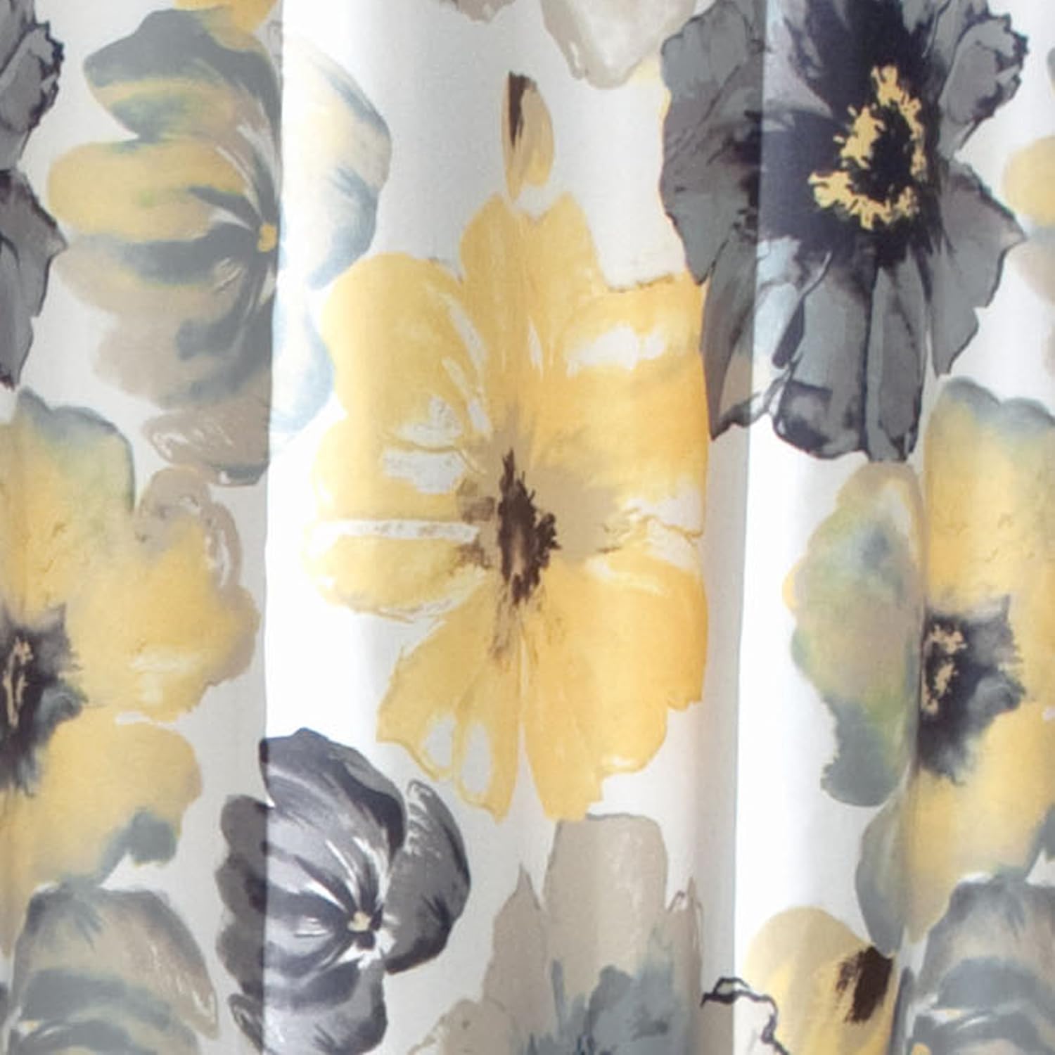 Lush Decor Leah Shower Curtain - Bathroom Flower Floral Large Blooms Fabric Print Design, 72” x 72”, Yellow/Gray: Home & Kitchen