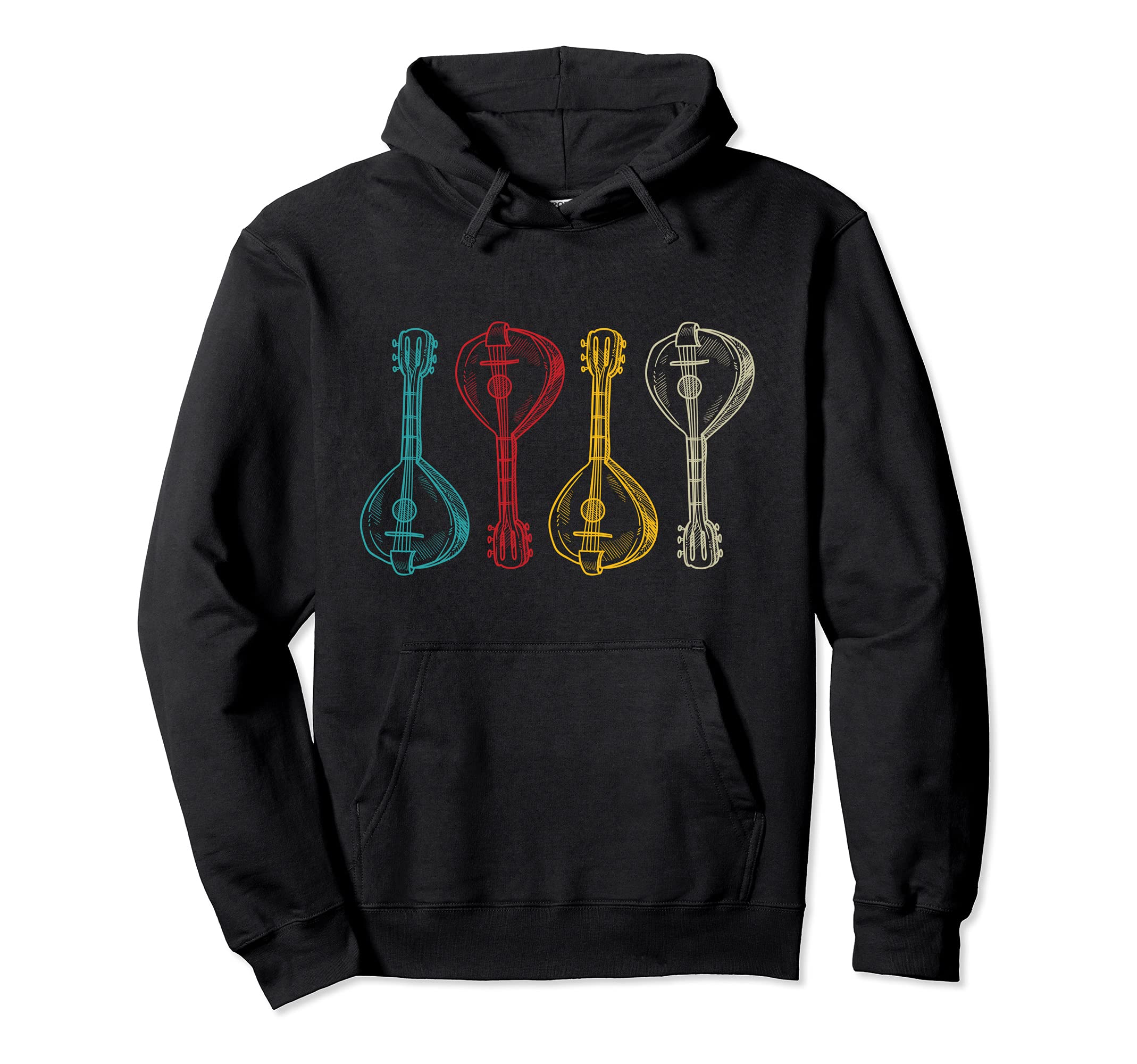 Retro colored mandolins - mandolin player Pullover Hoodie