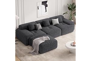 122" Modern Boneless Couches for Living Room, Convertible L Shaped Modular Sectional Sofa,4 Seater Cloud Couch Sofa Set, Blac