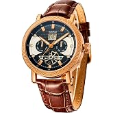 SURVAN WatchDesigner Automatic Watches for Men Genuine Leather Strap | Waterproof Self Winding Mechanical Watch Sapphire Crystal Skeleton Watches for Men Gift Packaging