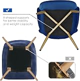 Yaheetech Modern Velvet Tub Chair with Gold Legs Dark Blue view 8