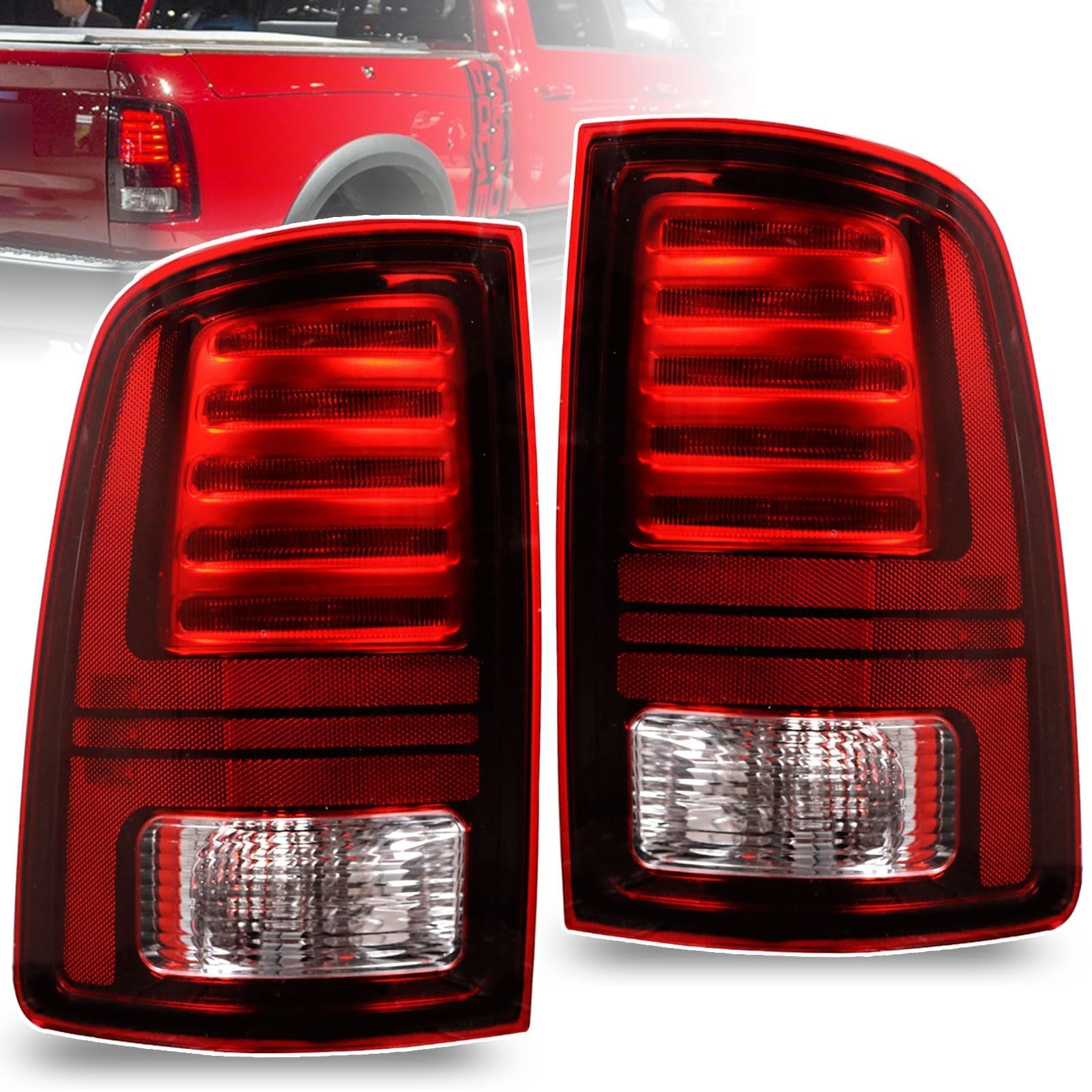thumbnail image 2 of RH Passenger Side Tail Light Assembly For 2009-2018 Dodge Ram 1500 2500 3500 – Red/Clear, Chrome Housing 2 of 5