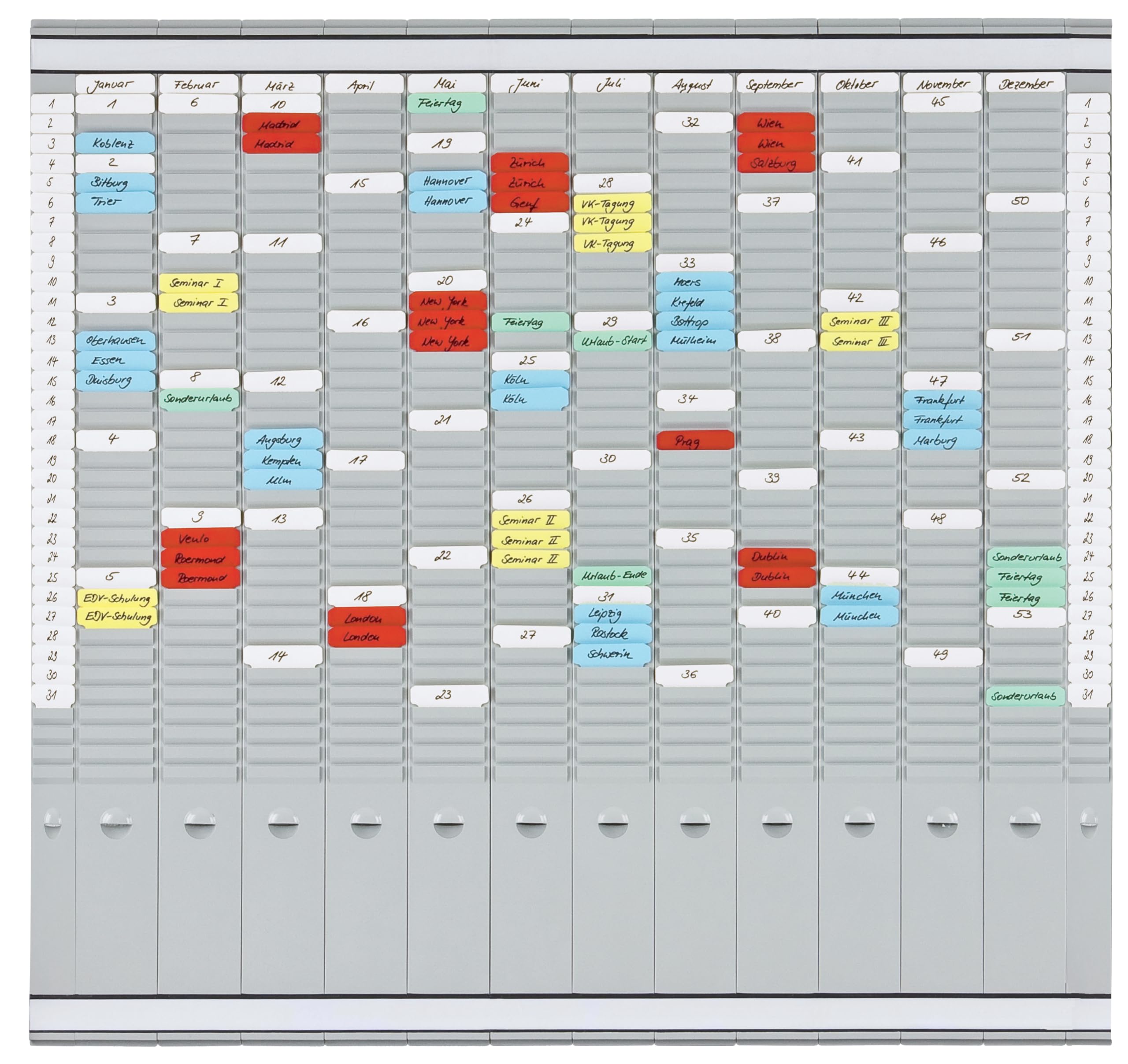 Franken PV-SET4 T-Card Office Planner with German Headings 81.9 x 78 cm 12 + 2 Index 35 Items