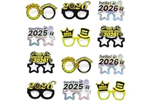 VinForsoul 12pcs New Years Eve Party Supplies 2026, Black, Gold and Silver 2026 Paper Glasses New Years Decorations Party Favors for Adults Kids Nye Decorations