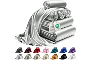 DECOLURE Satin Sheets Queen Set 6pcs - Genuine and Luxurious Silk Touch Satin Sheets Queen w/Deep Pocket - Elegant All-Season Silky Soft Queen Size Bed Sheets - Comfy Satin Sheets Grey Set