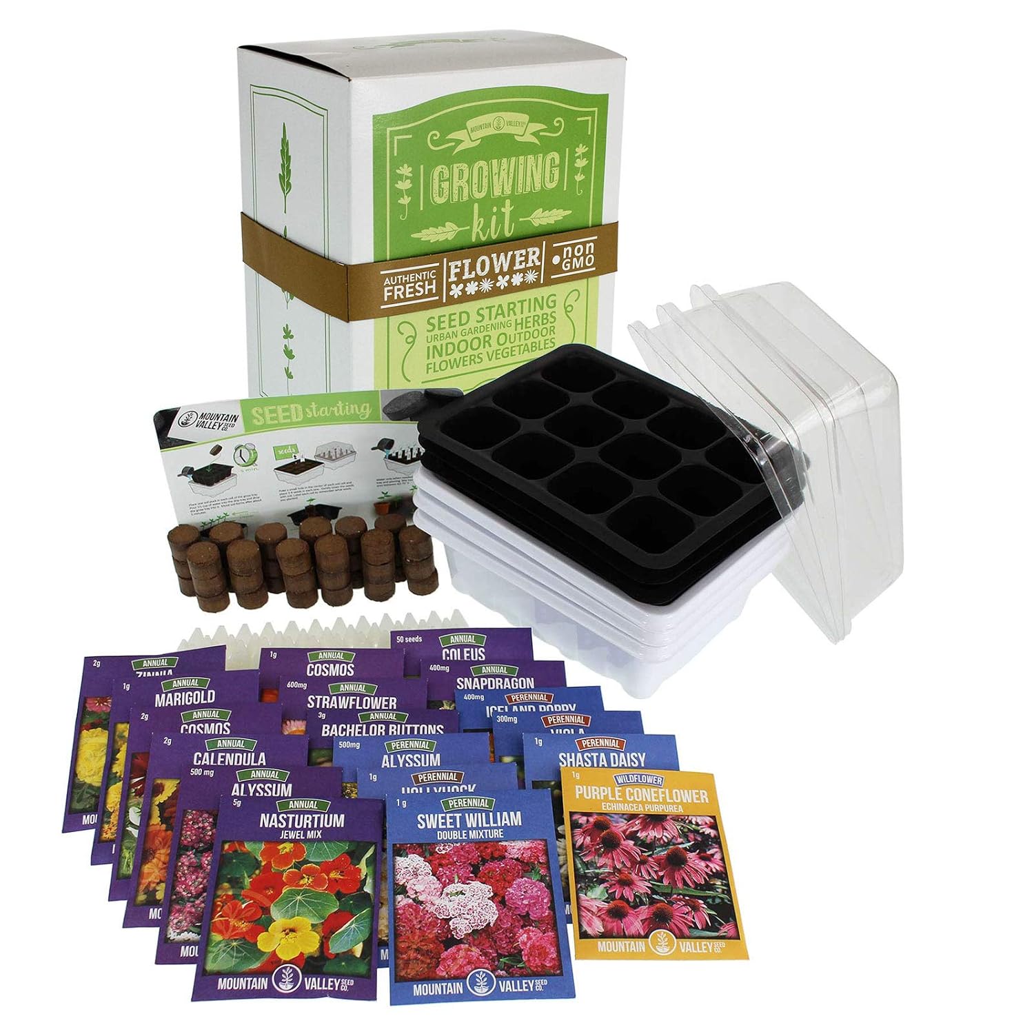 Annual Flower Garden Seed Starter Kit Premium 18