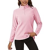 MAGCOMSEN Women's Quarter Zip Pullover Polar Fleece Sweatshirts Lightweight Stand-Collar Jacket Warm Tops