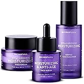Skinifull Facial Skincare Set - Hyaluronic Face Cream + Anti-Aging Face Serum + Face Cleanser