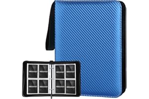 GERMUN 4 Pocket Card Binder, Premium Zip Trading Card Binder, 400 Double Sided Pocket PU Card Collection Binder, Collector Card Album, Card Folder for MTG, TCG, Sports Cards, Game Cards (Blue)