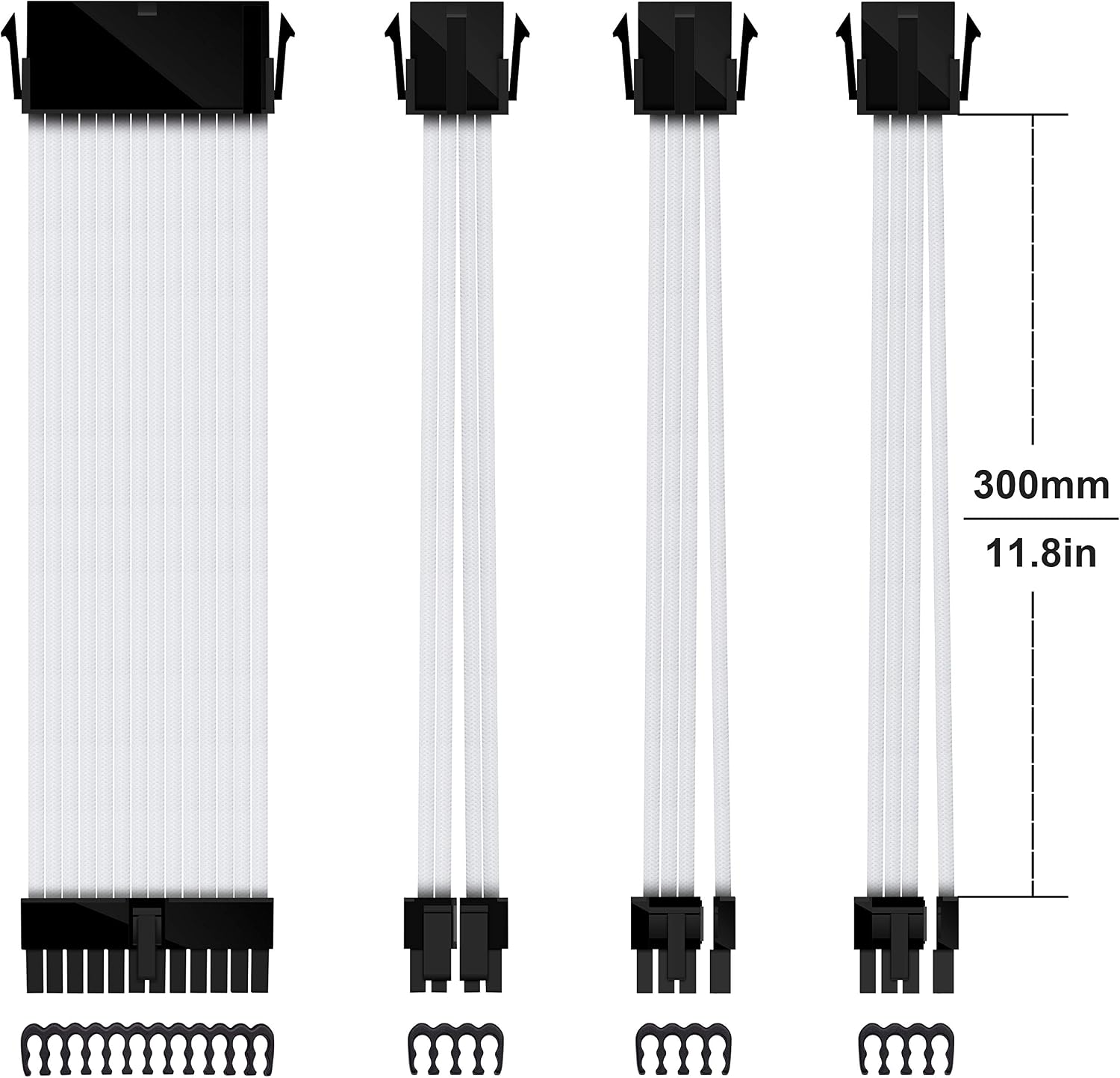 EZDIY-FAB PSU Cable Extension Sleeved Custom Mod GPU PC Power Supply Soft Nylon Braided with Comb Kit 24PIN/8PIN to 6+2Pin/ 8PIN to 4+4PIN-30CM 300MM - Image 3