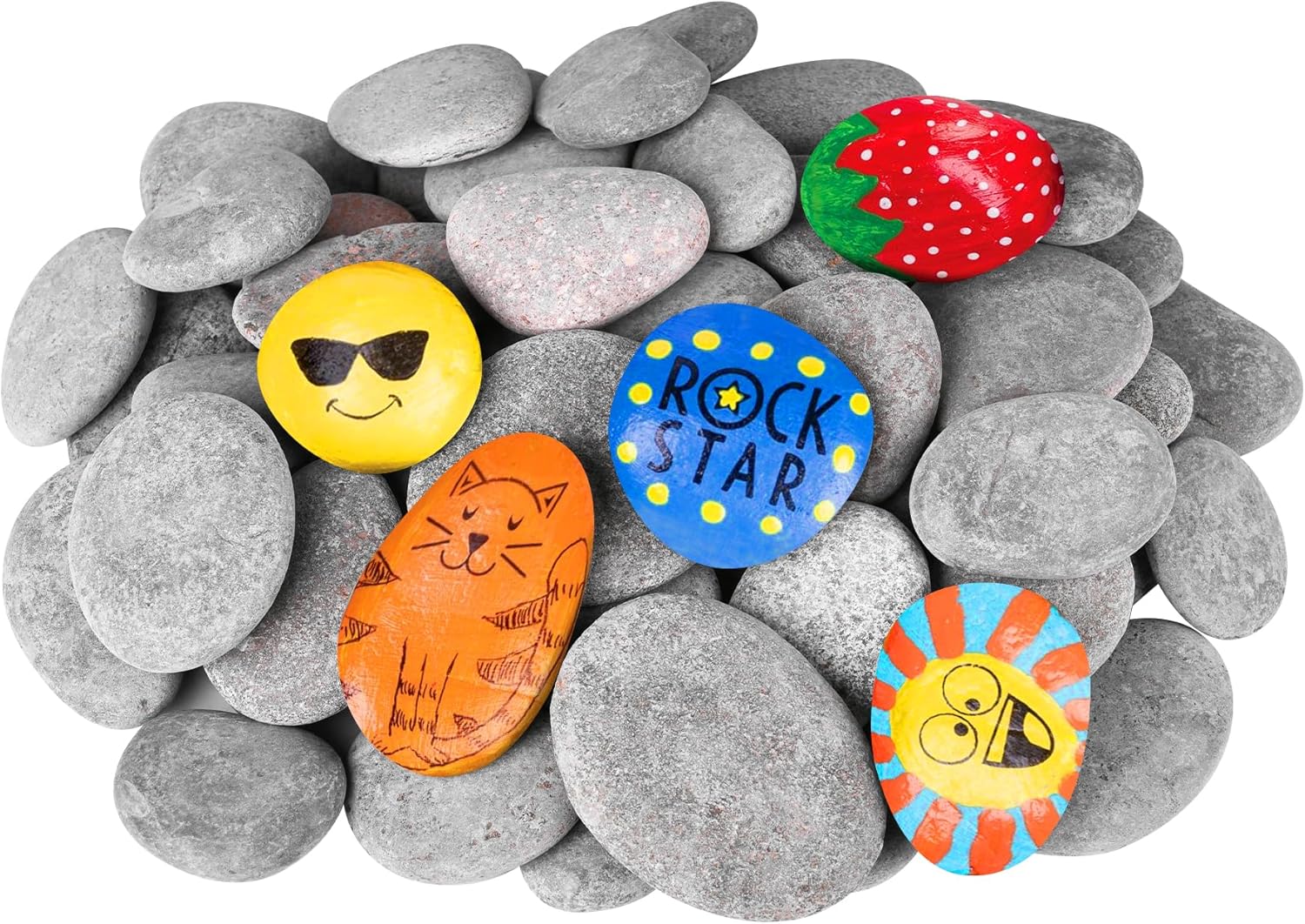 Paintings - River Rocks for Painting 60 Pcs Large 2-3 Inch Flat Smooth Painting Stones Craft Rock to Paint for Kids Crafts Painting Bulk