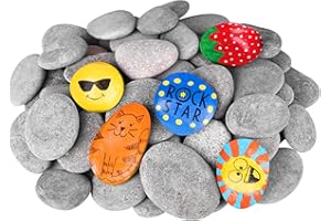DOJOBKINB River Rocks for Painting 60 Pcs Large 2-3 Inch Flat Smooth Painting Stones Craft Rock to Paint for Kids Crafts Painting Bulk