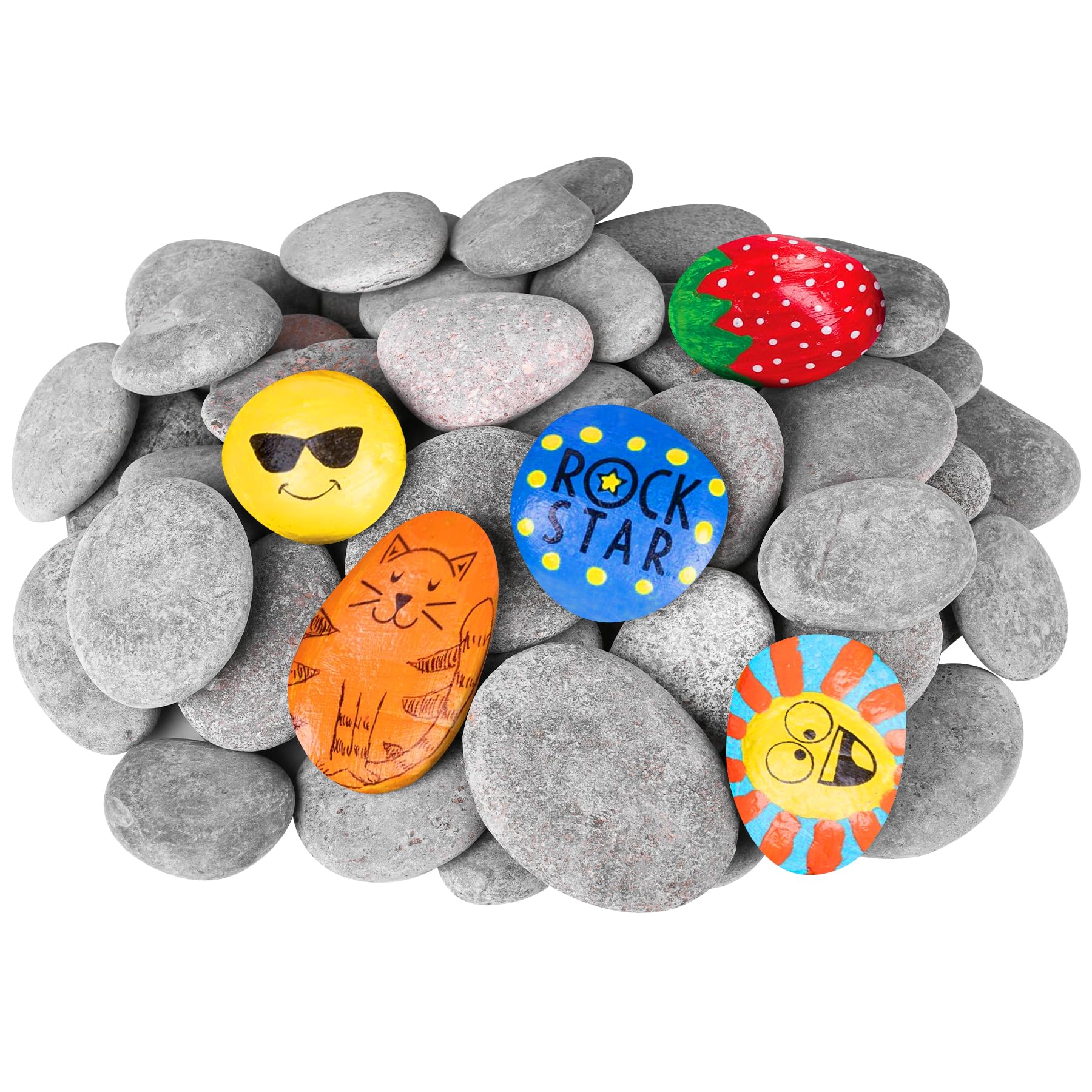 Photo 1 of River Rocks for Painting 60 Pcs Large 2-3 Inch Flat Smooth Painting Stones Craft Rock to Paint for Kids Crafts Painting Bulk