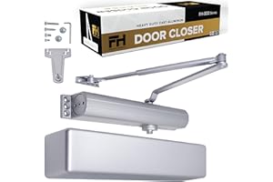 FINSBURY HARDWARE Finsbury Commercial Door Closer Automatic Heavy Duty High Traffic Adjustable ANSI/BHMA Grade 1, UL Listed ADA Compliant Hydraulic Backcheck Delayed Action Latch Speed 1-6 Power (Aluminum)