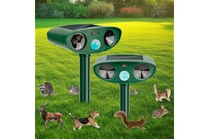 LRENQLLY 2 Pack 2025 Solar Animal Repellent Ultrasonic Cat Repellent Outdoor Deer Repellent Devices with Motion Sensor Animal Repeller to Repel Cat Deer Squirrel Rabbit Dog Skunk for Yard Lawn